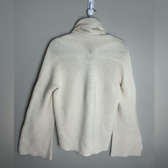 525 America Cotton Ribbed Open Front Cardigan Shawl Collar Bell Sleeves Large - Picture 2 of 6